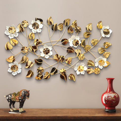 Golden bloom metal wall art